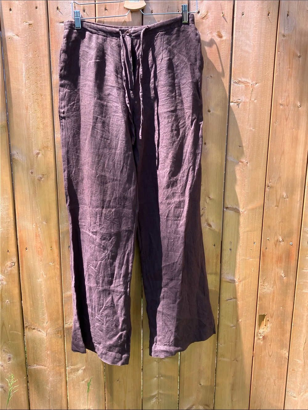 Wide Leg Linen Pants in Brown